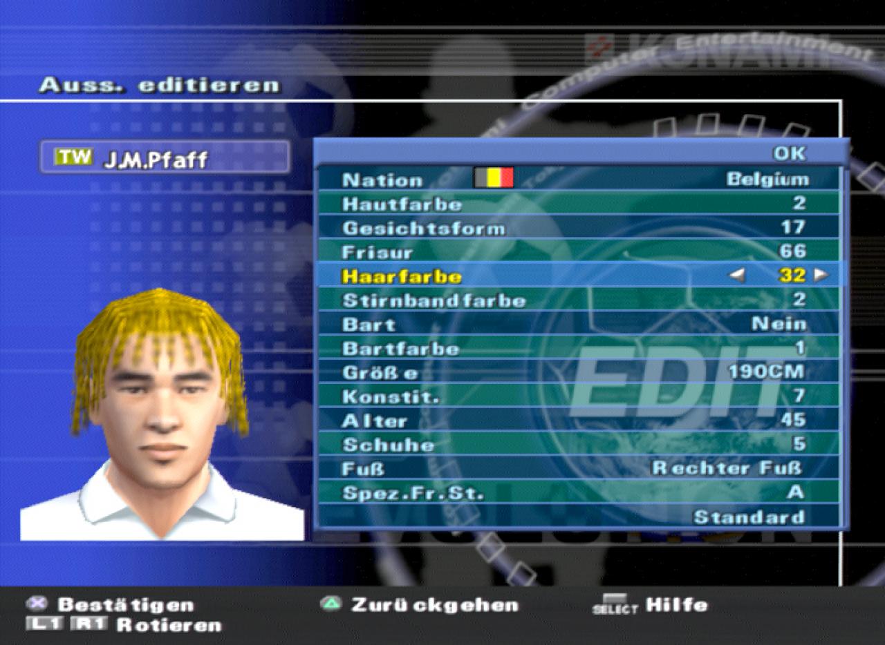 [14/03/2002] Mit dem Editor können Sie eigene Stars erschaffen und die übrigen Spieler anpassen