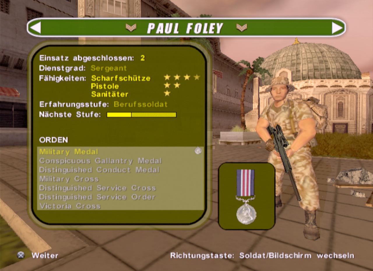 [24/09/2002] Nach jedem Einsatz gibt es Punkte, Medaillen und einen neuen Rang.