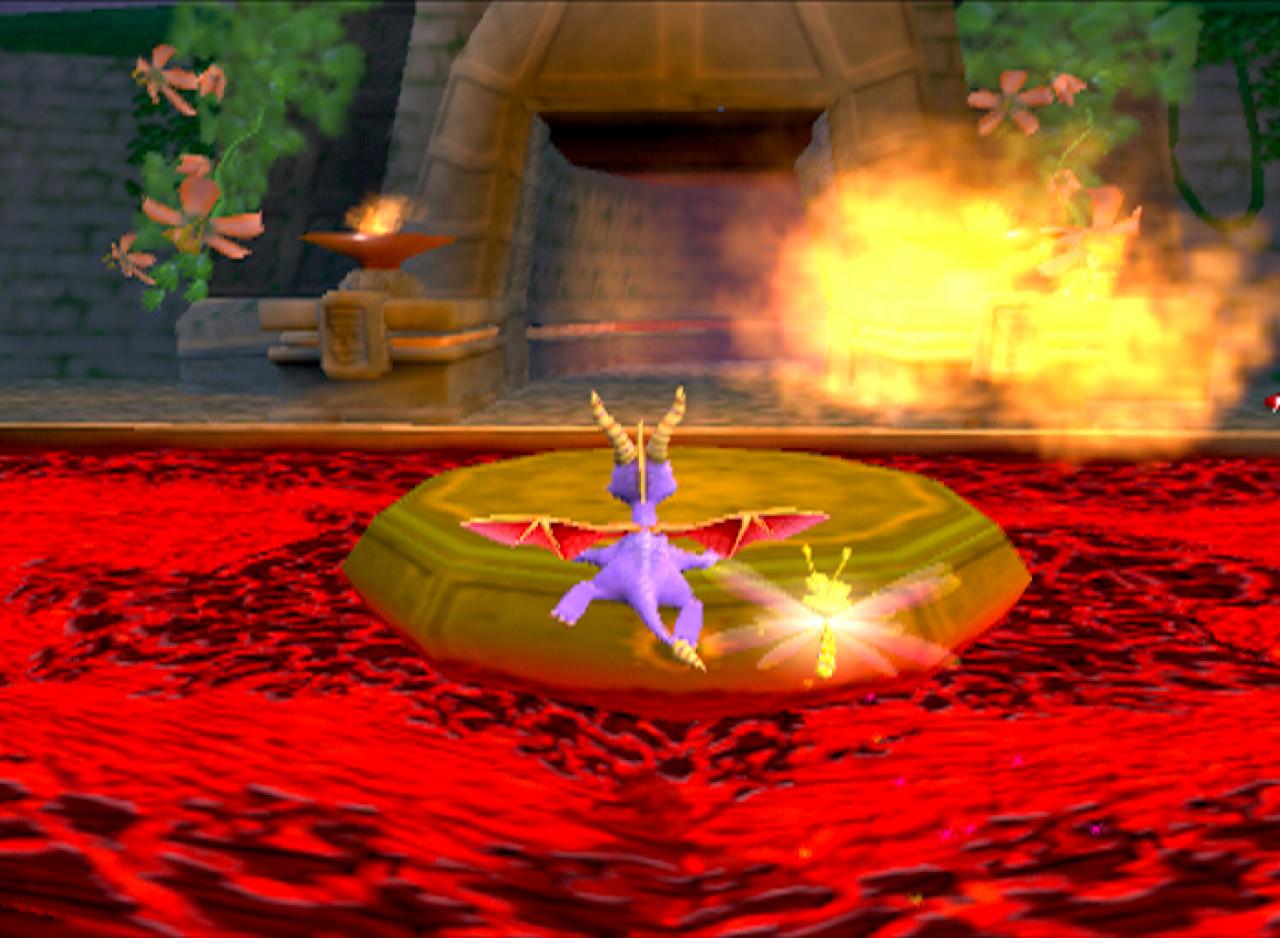 [06/12/2002] Schwebend überquert Spyro den Lavasee.