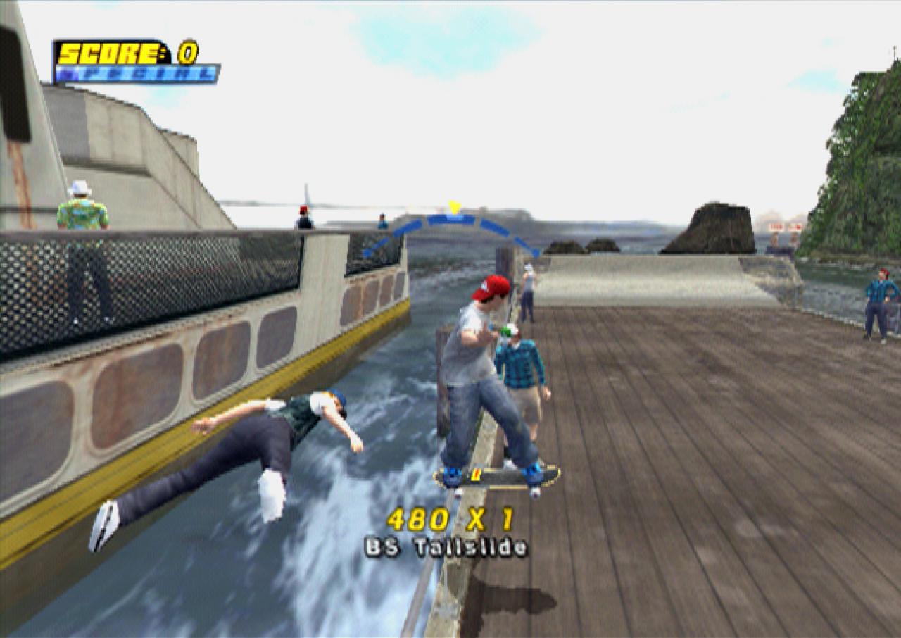 [16/12/2002] In Alacatraz schmeißen die Skater Touristen ins Wasser.