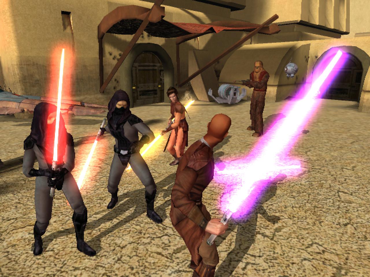 [06/06/2003] Star Wars: Knights of the Old Republic [br]Trotz teurer Lizenz ein Meisterwerk: Bioware schuf mit Star Wars: Knights of the Old Republic ein Rollenspiel der Güteklasse A. Zugegeben: Es basiert nur indirekt auf den Kinofilmen, weil es die Vorgeschichte erzählt. Trotzdem zeigt das Beispiel, was mit viel Hingabe und ausreichend finanziellen Mittel sowie Zeit möglich ist.