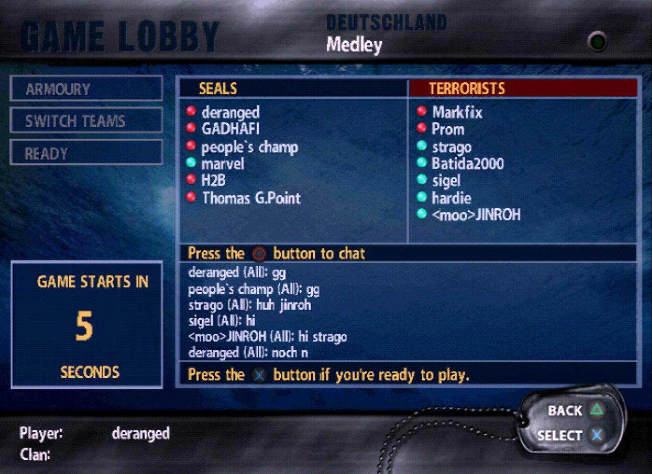 [25/06/2003] In der Lobby können Sie sich auf das Spiel vorbereiten.