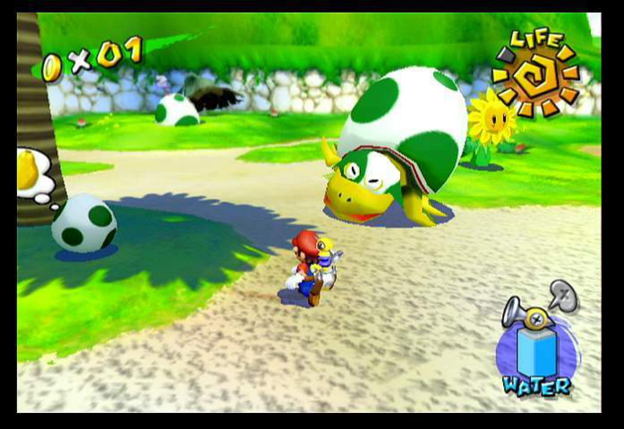 [14/07/2003] Ihr müsst Yoshi erst aus seinem Ei hervorlocken.