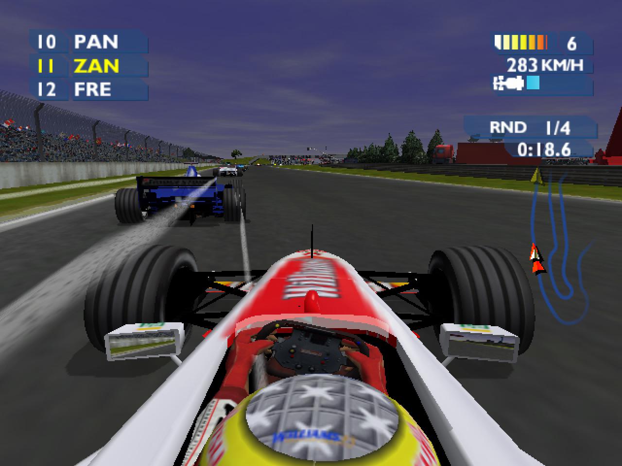 [30/07/2003] Alex Zanardi im blauen Prost hat gegen den Williams keine Chance.