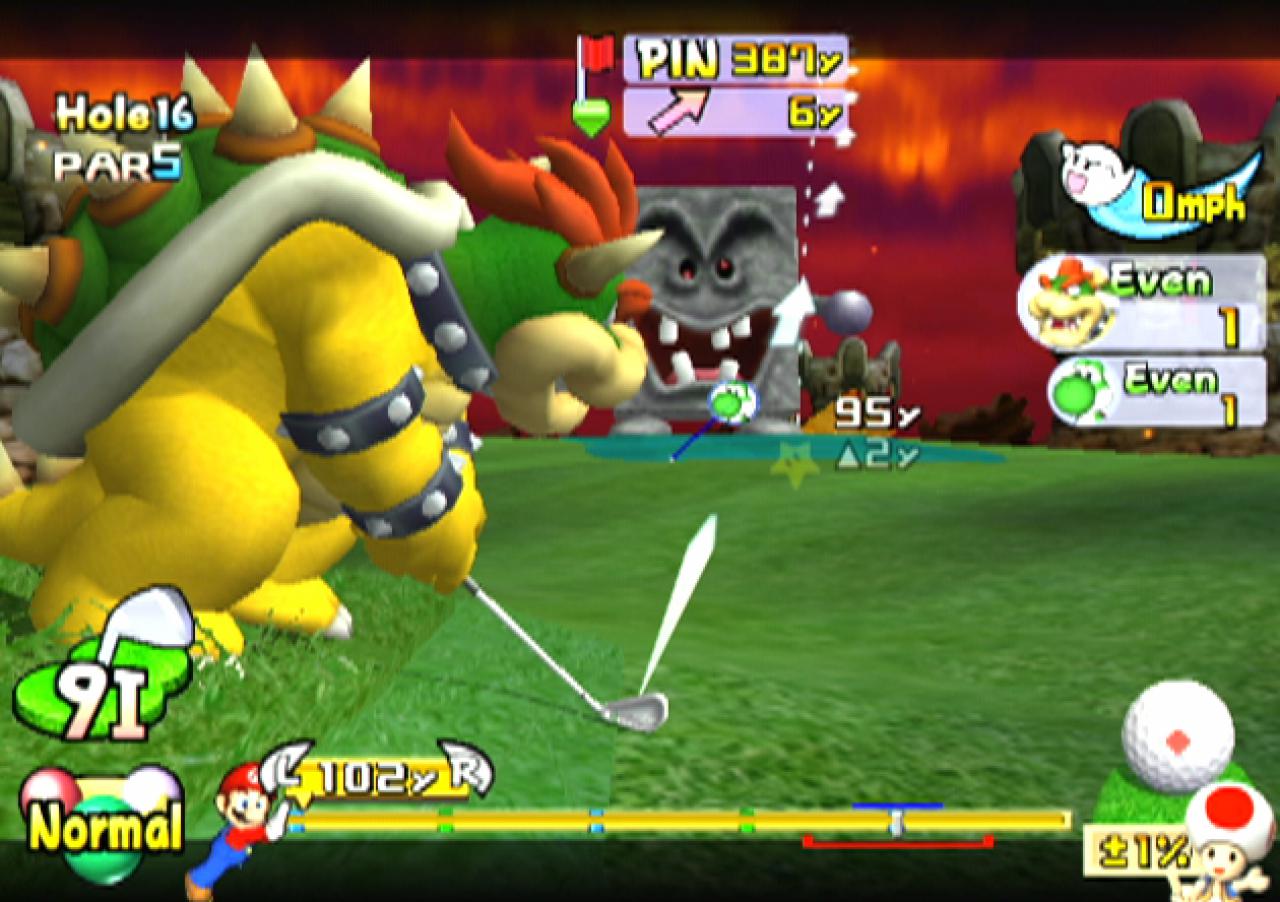 [24/10/2003] Bowser versucht, um ein Hindernis zu spielen.