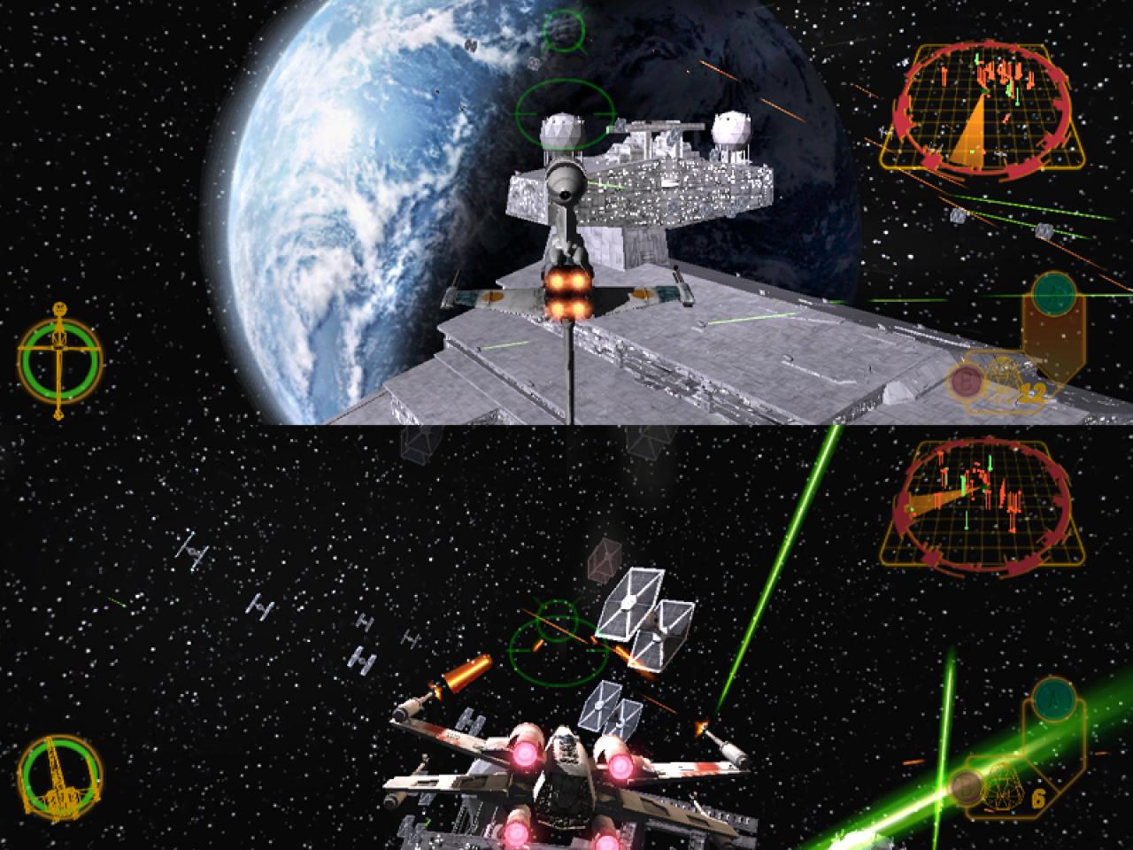 [03/11/2003] Nach guter Absprache nimmt Spieler 1 den Zerstörer aufs Korn und Spieler 2 die Tie-Fighter. 