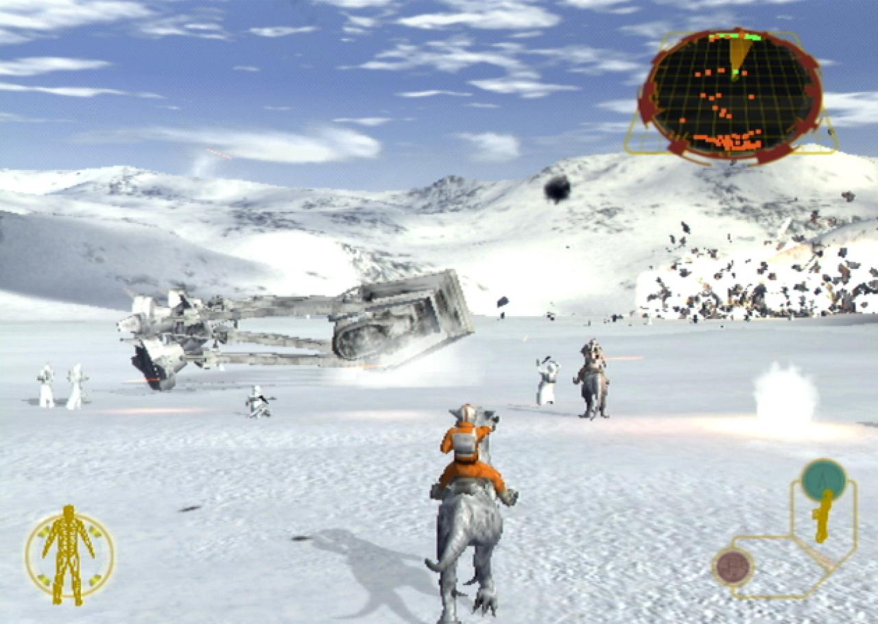 [17/12/2003] Auf dem Rücken eines TaunTauns muss man sich vor umstürzenden AT-ATs vorsehen. 
