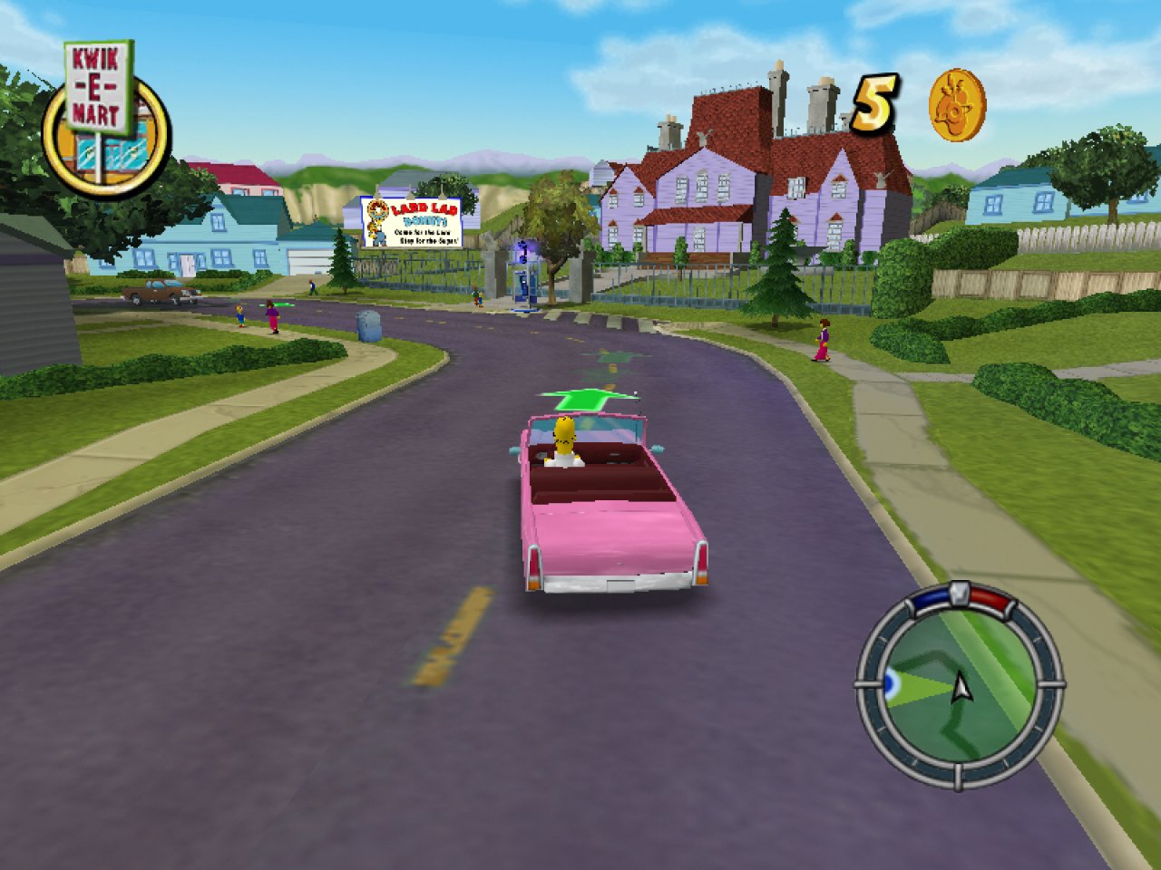[11/12/2003] Open World à la GTA: In Hit&Run seid ihr zu Fuß oder per Fahrzeug in der frei begehbaren Spielwelt von Springfield unterwegs.