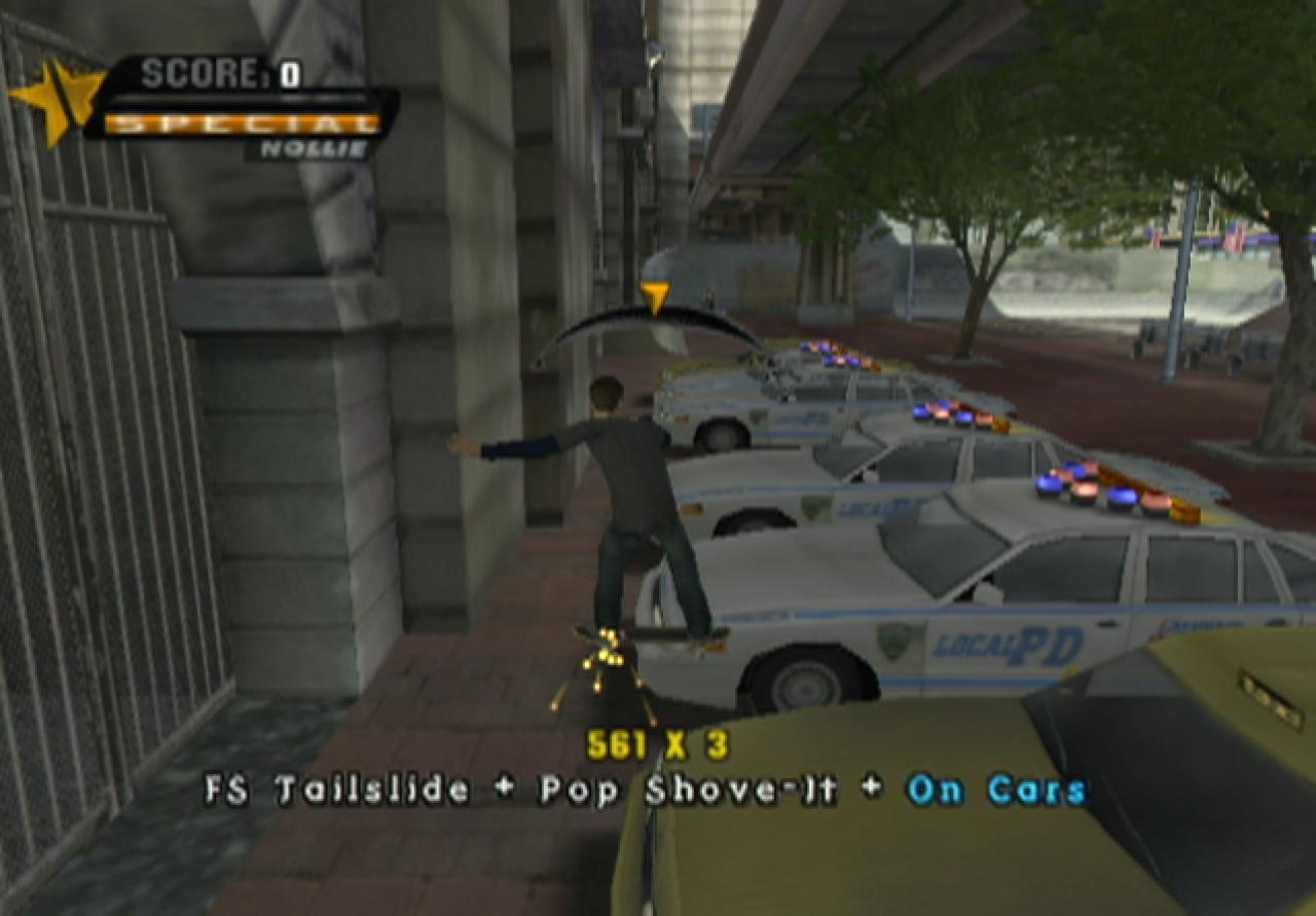 [12/01/2004] Keine Respekt! Aber was soll man machen? Die Polizeikarren eignen sich nun mal perfekt für einen Grind. 