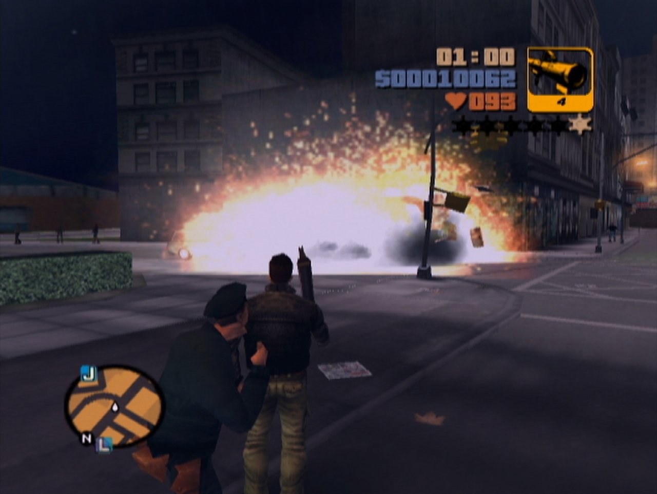 [13/02/2004] Dem Polizisten hinter uns hat diese Sprengung gar nicht gefallen.