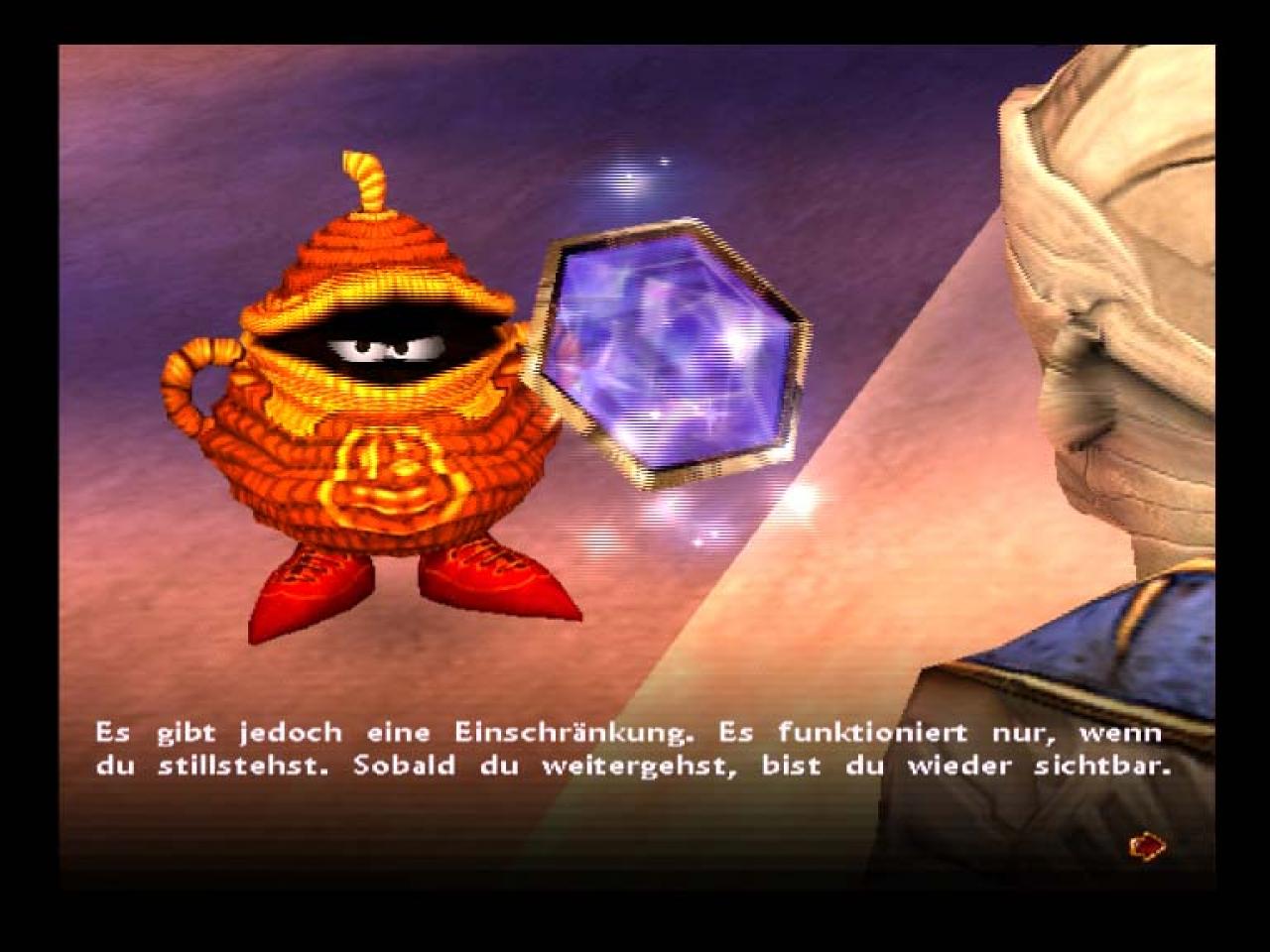 [12/02/2004] Das Wesen mit dem seltsamen Namen Tragek-Orb bringt Gegenstände von Sphinx zur Mumie und zurück.