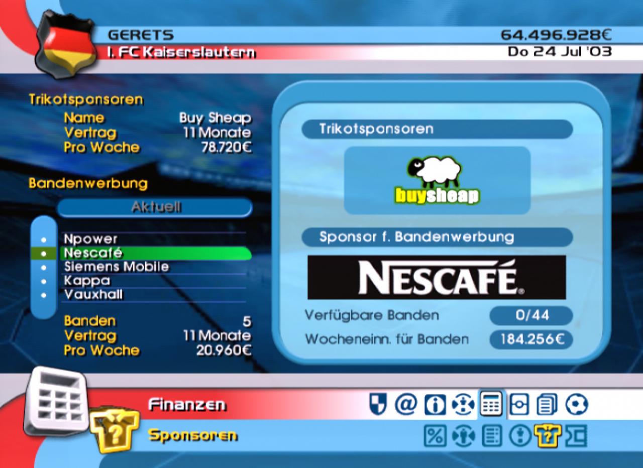 [01/04/2004] Mit der Bandenwerbung lässt sich die Vereinskasse aufbessern. Es gibt sogar Originalfirmen.