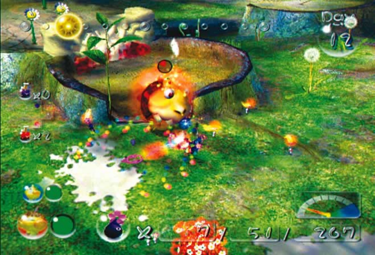 [25/06/2004] Dieser Gegner ist Feuer und Flamme. Alle anderen Pikmin - bis auf die roten - auch. 