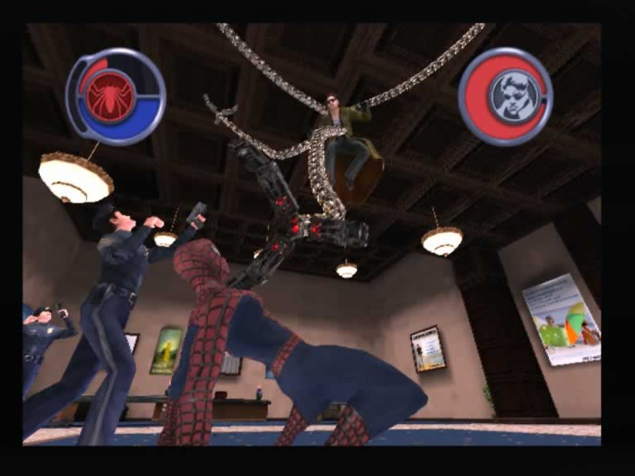 [11/08/2004] Im Kampf gegen Doc Ock sind schnelle Reflexe gefragt.