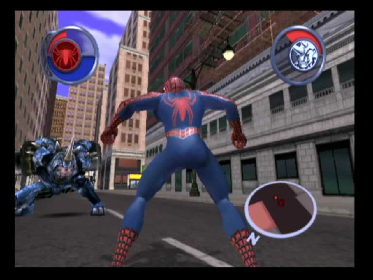 [26/08/2004] Spideys erster Bosskampf wird gegen Rhino ausgefochten.