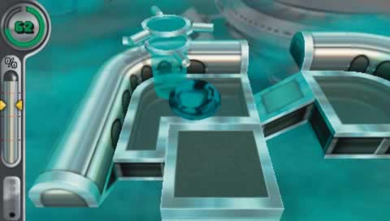 [18/10/2005] Kennen Sie diese Drehlabyrinthe? Auf der PSP neigen Sie ein Areal mit Quecksilber-Blob.