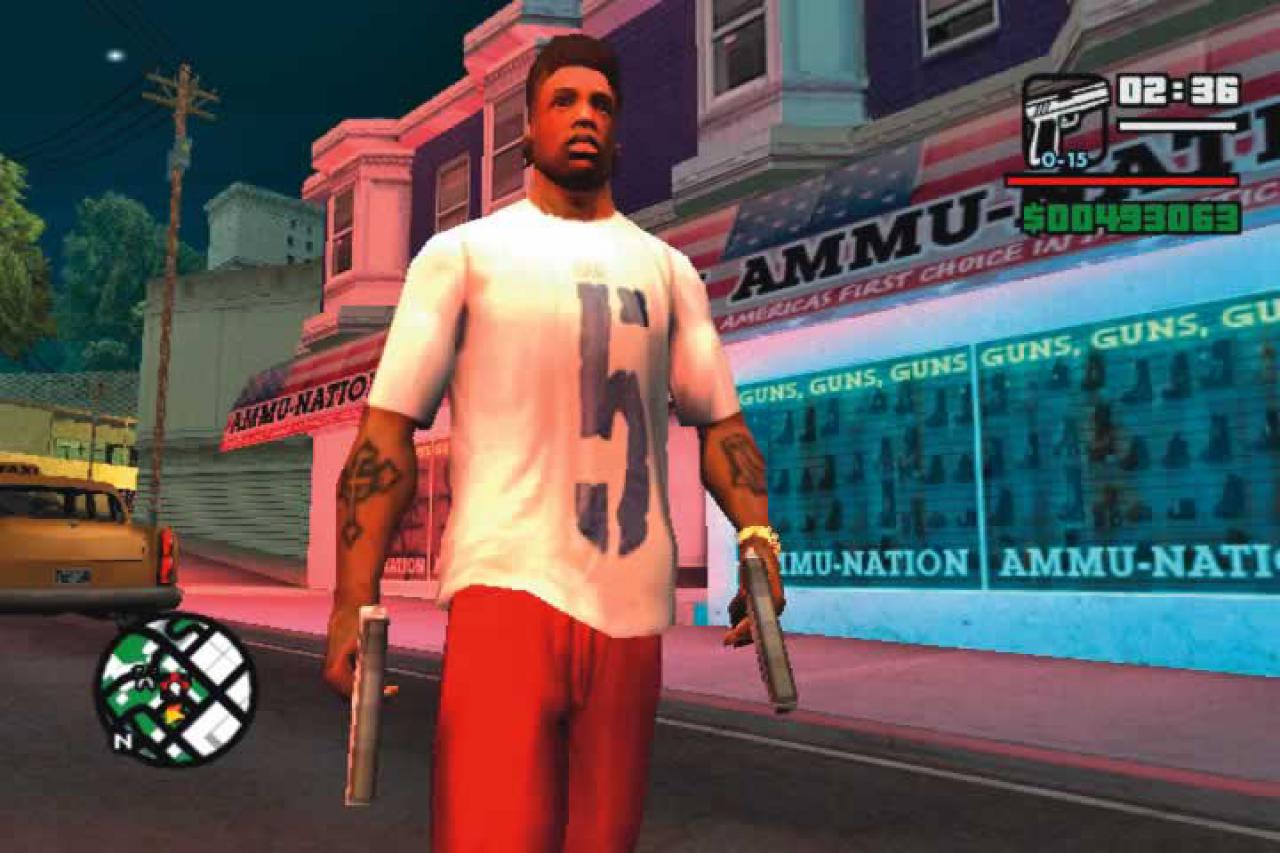 [07/11/2005] In San Andreas bekommen Sie keinen Ärger, wenn Sie Waffen offen spazieren tragen.