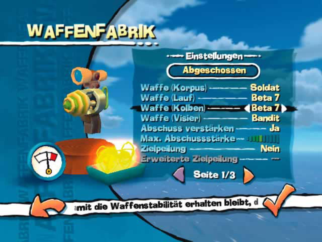 [08/11/2005] Hier müssen Sie auf die Anzeige auf der linken Seite achten, damit Ihre Eigenkreation gut ausbalanciert bleibt.