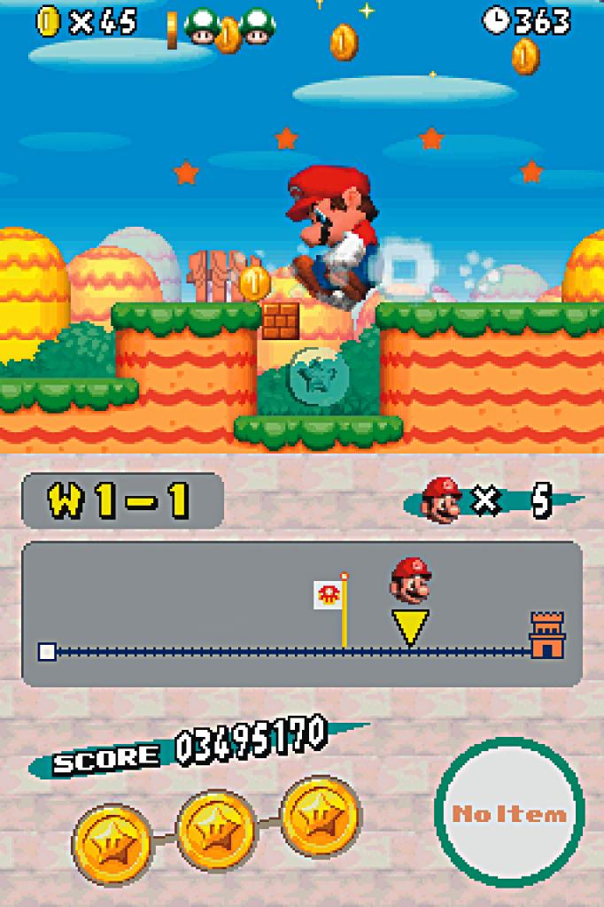 [10/08/2006] Wär ja noch schöner, wenn man die Sternenmünze einfach so auflesen könnte! Als Maxi-Mario ist der Klunker kein Problem.BILD: N-ZONE