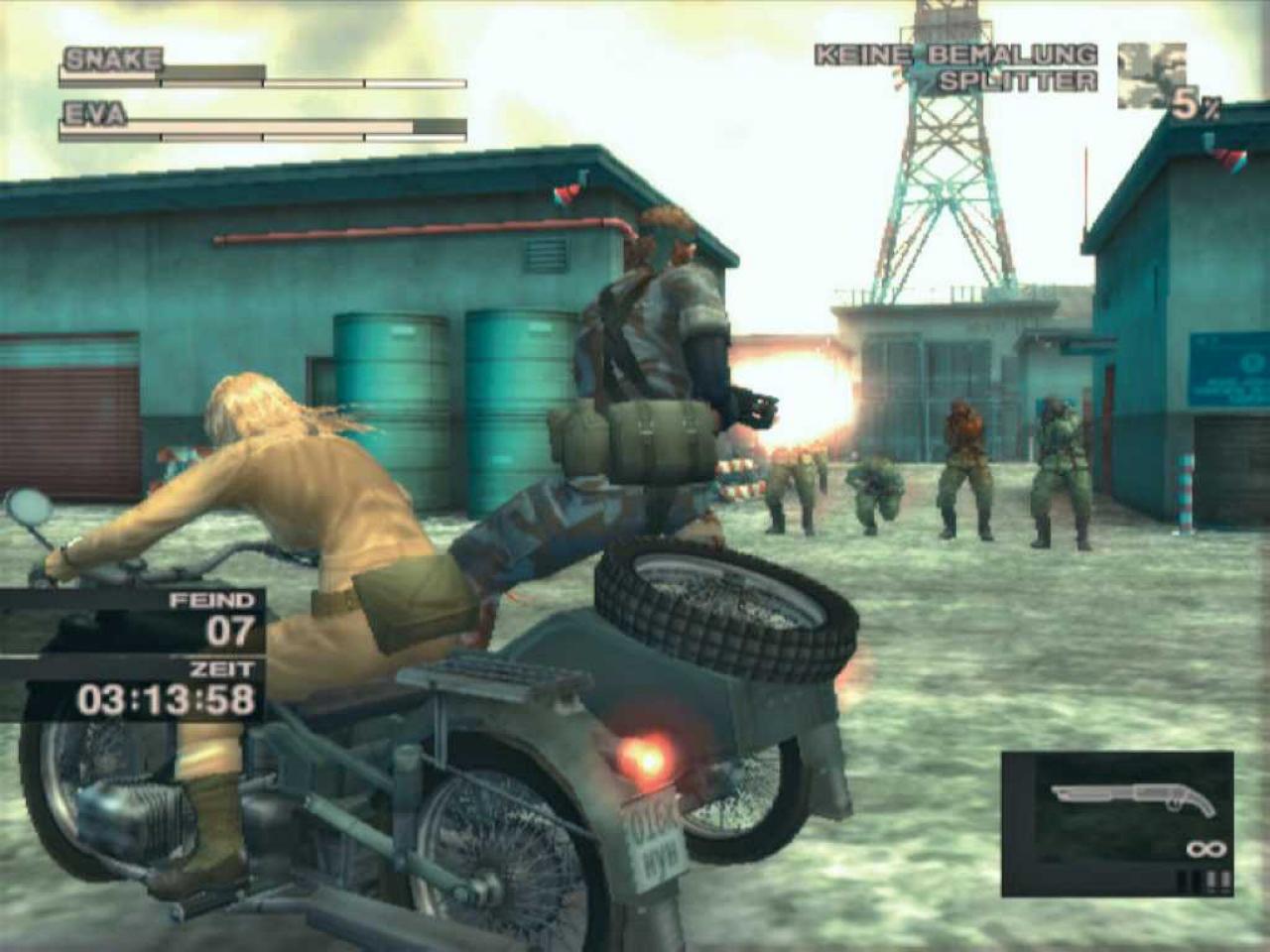 [05/10/2006] Während des Abenteuers bekommt Snake auch mal Unterstützung. BILD: PLAYZONE