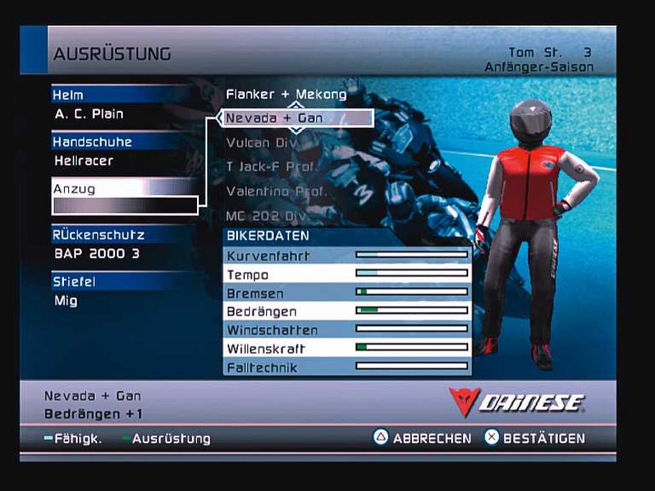 [06/11/2006] Durch gute Leistungen verbessern Sie die Fähigkeiten Ihres Bikers. BILD: PLAYZONE