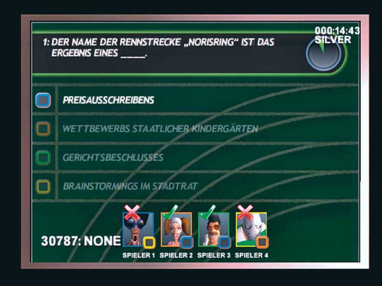 [28/11/2006] Bei etlichen Fragen werden Nichtsportler nur mit den Achseln zucken. BILD: PLAYZONEDie weißen Texteinblendungen in den Bildschirmecken stammen aus der Testversion. In der Verkaufs-Version wird es solche störenden Einblendungen nicht mehr geben.