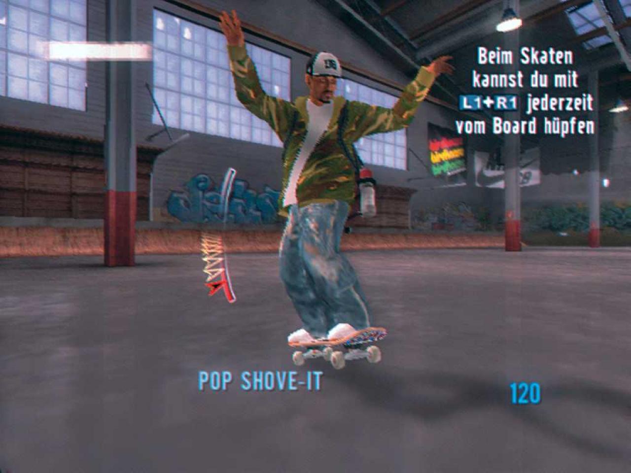 [29/11/2006] In der Skatehalle lernen Anfänger die Grundlagen des virtuellen Skatens. BILD: PLAYZONE