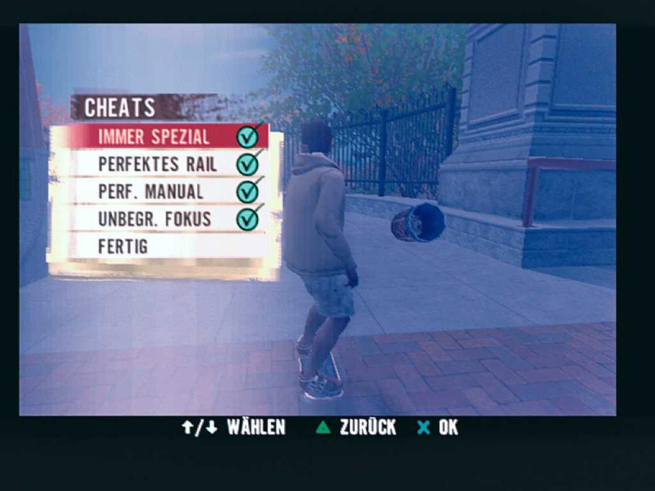 [23/01/2007] Dank der Cheats lassen sich die Fähigkeiten des Skaters einfach verbessern.BILD: PLAYZONE