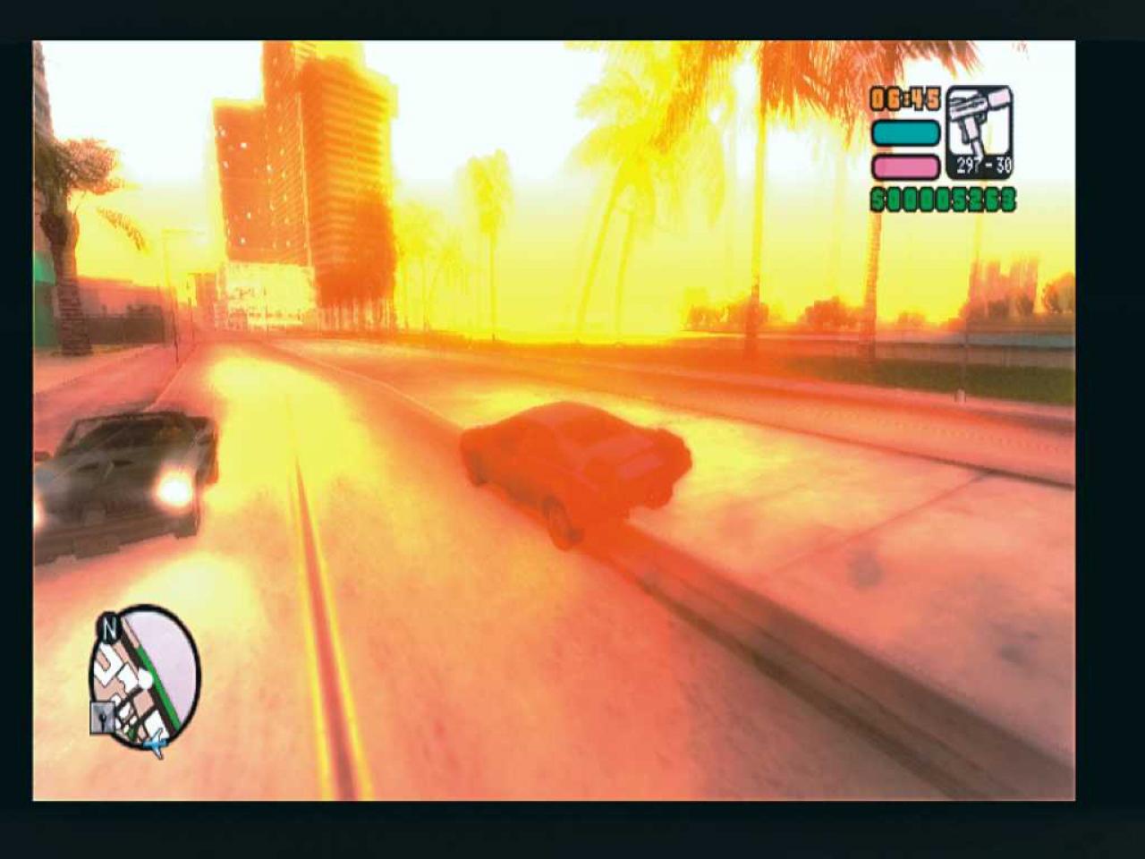[28/03/2007] Bei Sonnenuntergängen hat Rockstar etwas zu tief in den Farbeimer gegriffen. BILD: PLAYZONE