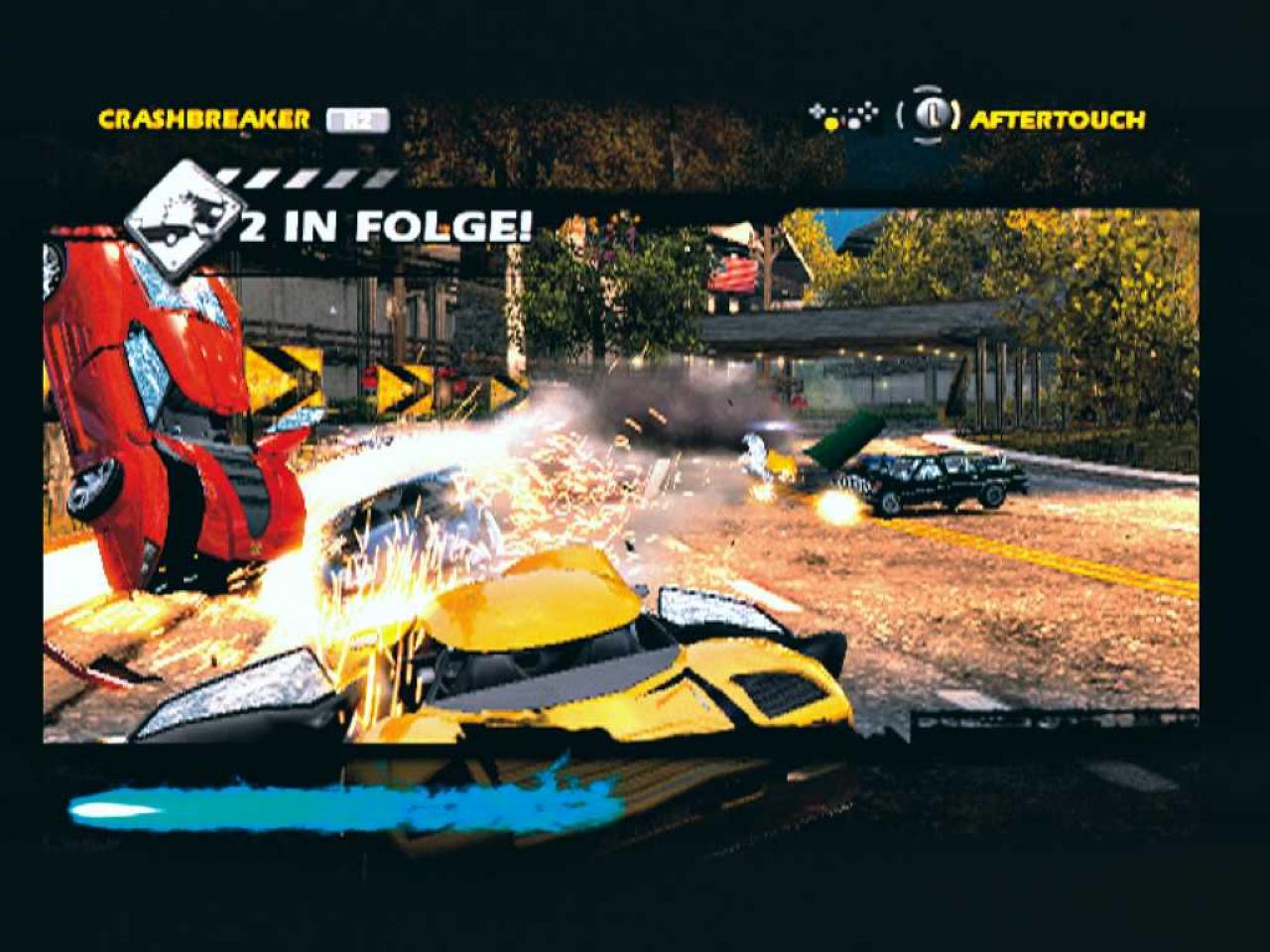 [26/04/2007] Dank Aftertouch und Crashbreaker ziehen Sie Kontrahenten nachträglich mit in den Unfall. BILD: PLAYZONE