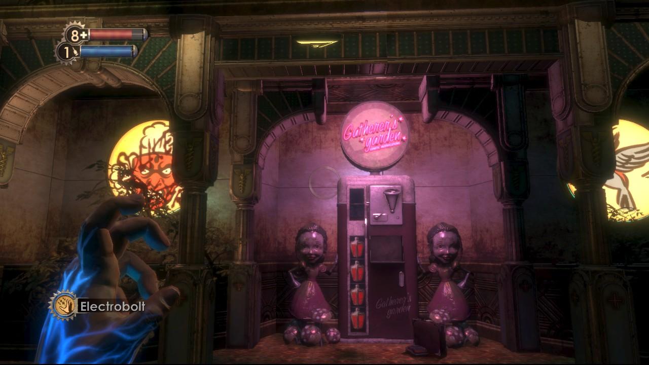 [22/08/2007] Automaten in Rapture: Im Gatherer's Garden werden Sie Ihr Adam los. Entweder für neue Plasmid- oder Tonika-Slots, die anfangs leider begrenzt sind, oder für neue Plasmide, die Ihnen umgehend neue Fähigkeiten verleihen.