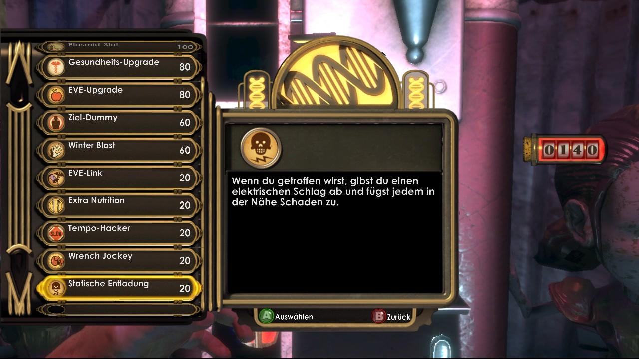 [22/08/2007] Verkaufsautomaten: Manchmal die letzte Rettung in Rapture - hier gibt es fast alles. Von wichtigen Eve-Spritzen über Verbandskästen bis hin zu verschiedenen Munitionspäckchen.