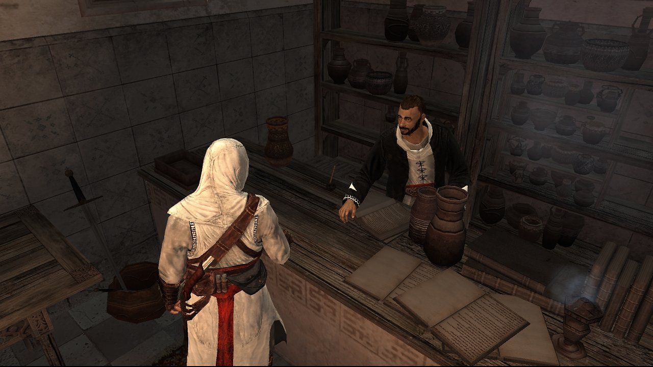 [13/11/2007] Im örtlichen Büro der Assassinen wird Altaïr mit groben Ortsangaben versorgt, zum Beispiel dass er sich einmal in der Hafengegend umsehen sollte.