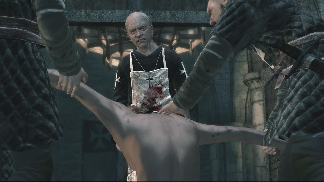 [13/11/2007] Am Ziel angekommen folgt eine Sequenz, währenddessen Altaïrs Bewegungen eingeschränkt sind. Bildfehler markieren Momente, bei denen der Spieler durch Drücken einer Taste in die Sicht des Opfers wechseln kann. Erst nach der Sequenz stehen Altaïr die vollen Fähigkeiten eines Attentäters wieder zur Verfügung.