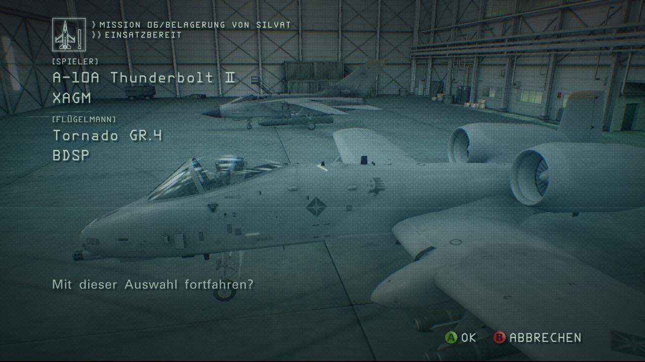 [22/11/2007] Vor dem Einsatz suchen Sie für sich und Ihren Flügelmann die Maschine und die Bewaffnung aus.