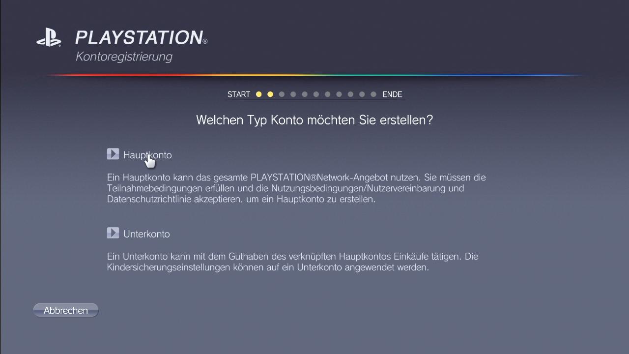 [21/12/2007] Ihr erstes Konto muss ein Hauptkonto sein.