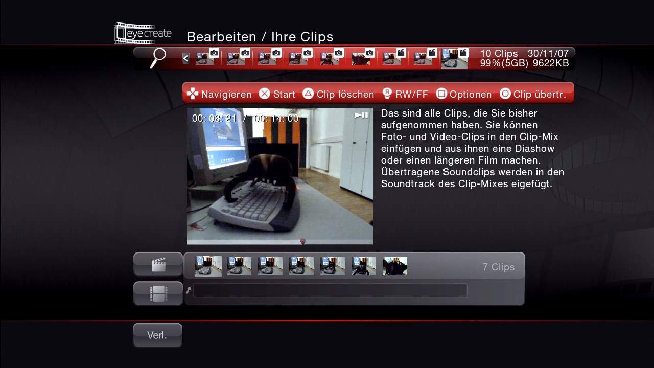 [21/12/2007] CUTTER Einzelne Clips lassen sich zu längeren Filmen verbinden.