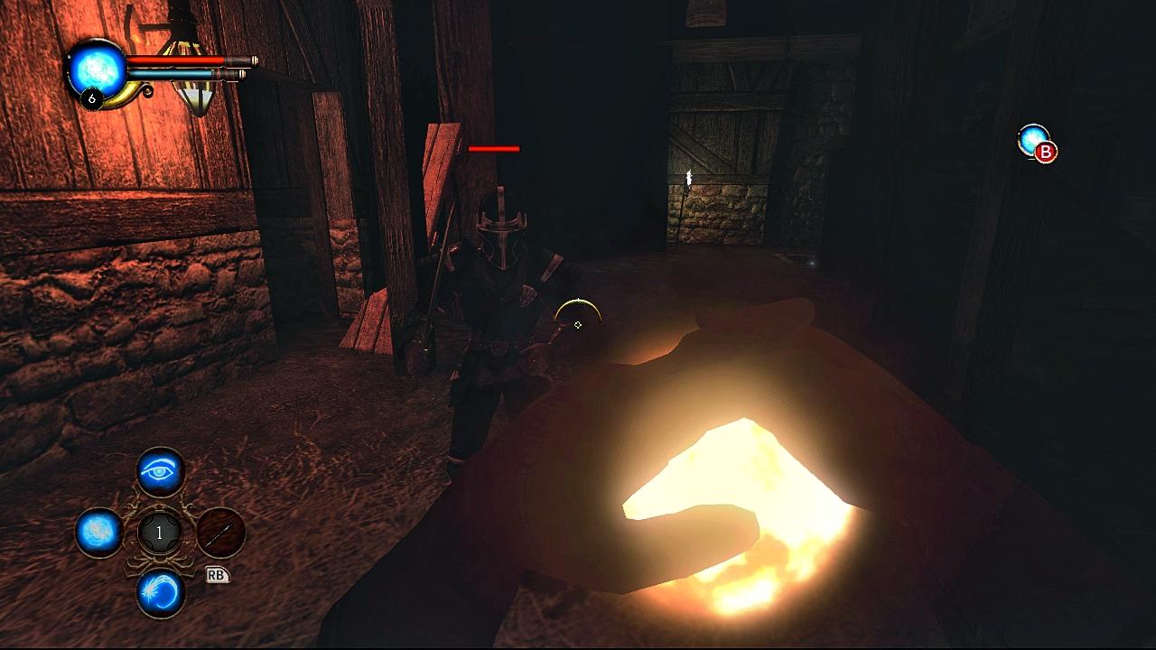[28/01/2008] Actionspiel Dark Messiah of Might and Magic: Elements: Diesem Gegner werden wir gleich kräftig mit dem Feuerball einheizen.
