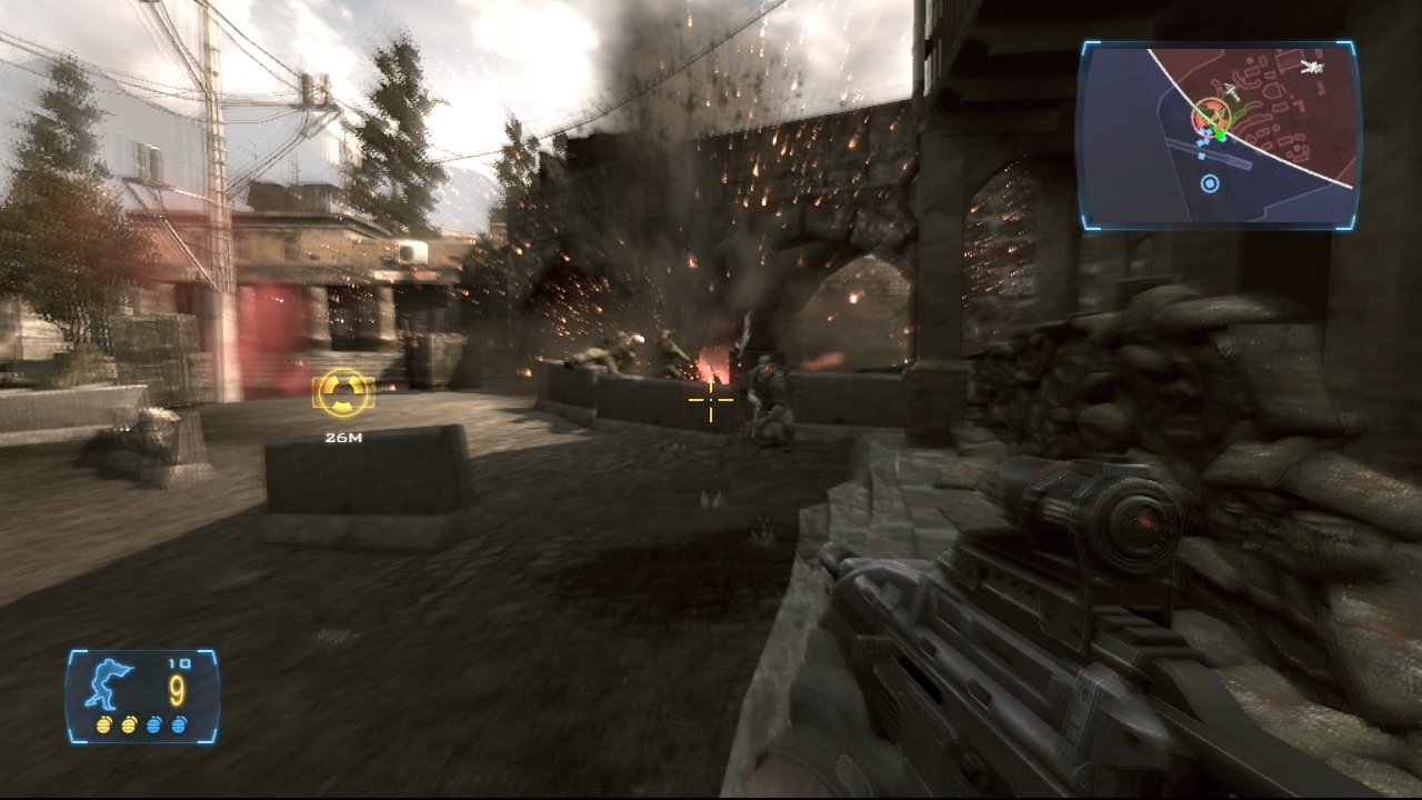 [29/02/2008] Mehrspieler-Shooter Frontlines: Fuel of War: Die fetten Partikeleffekte machen Explosionen zum Hingucker. Soldaten werden nur selten durch die Luft geschleudert.