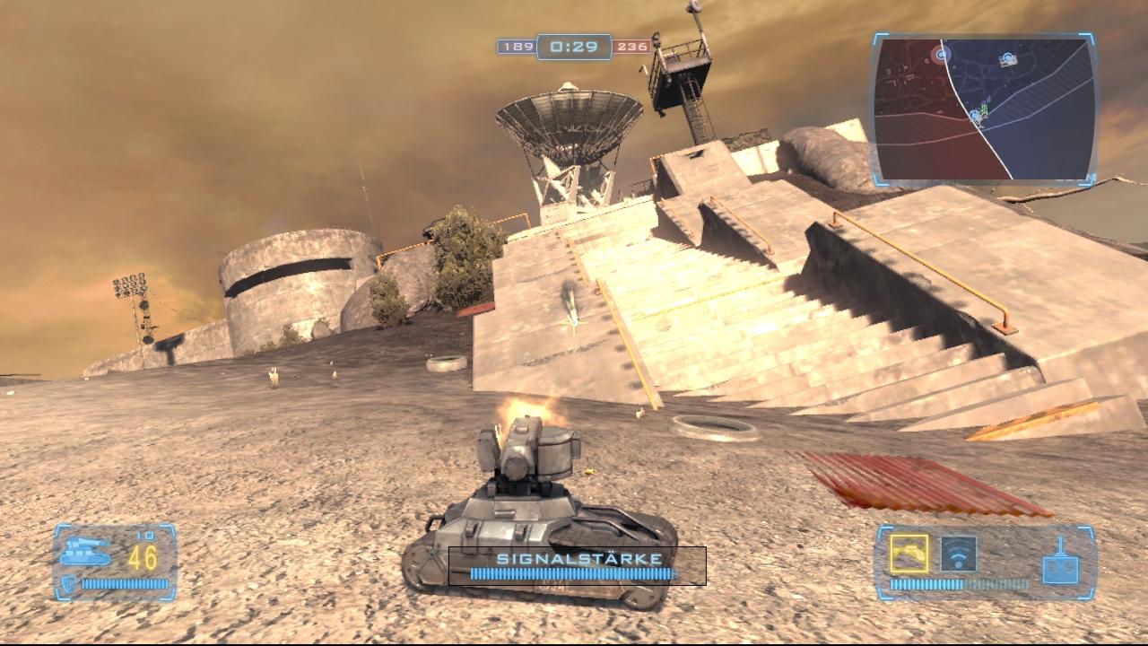 [29/02/2008] Mehrspieler-Shooter Frontlines: Fuel of War: Wenn die Angriffsdrohne (Koalition, Stufe 2) auf Streifzug geht, haben feindliche Infanteristen nichts zu lachen. Das Adverb „extrem“ beschreibt die Drohne am besten: extrem zielgenau, extrem durchschlagskräftig, extrem hohe Feuerrate, kurzum: extrem gefährlich. Beim harten Panzerstahl beißt die Drohne allerdings auf Granit.