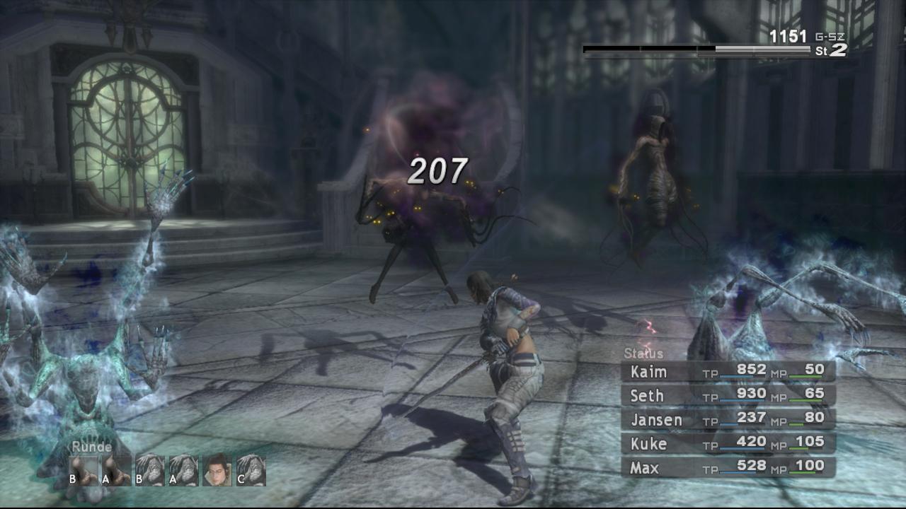 [27/02/2008] Rollenspiel Lost Odyssey: Selbst im Kampf gegen Geister und Untote ist Kaims Schwert eine mächtige Waffe.