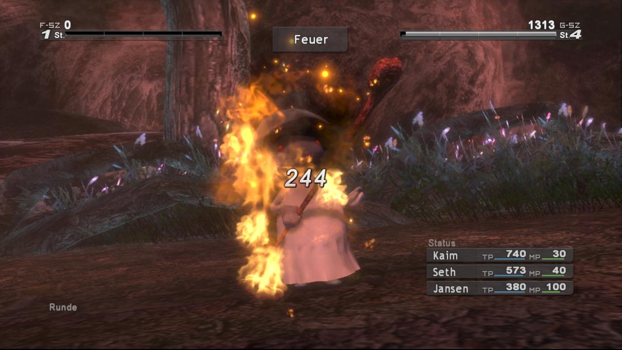 [27/02/2008] Rollenspiel Lost Odyssey: Feuer ist oftmals die wirksamstemagische Waffe der Party.