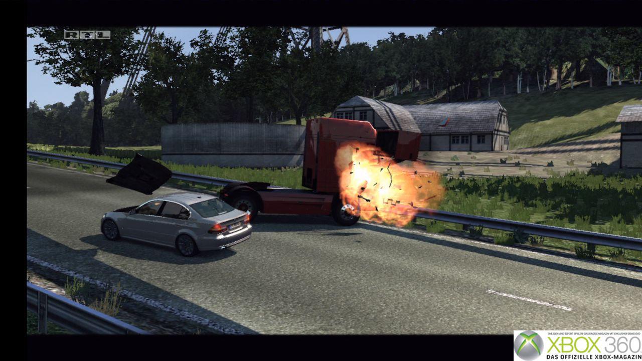 [09/05/2008] OXM - Xbox 360 - Alarm für Cobra 11: Crash Time - Wenn ihr ein anderes Auto rammt, wird die Replay-Funktion aktiviert, und ihr könnt euren Unfall noch mal in Zeitlupe bewundern.
