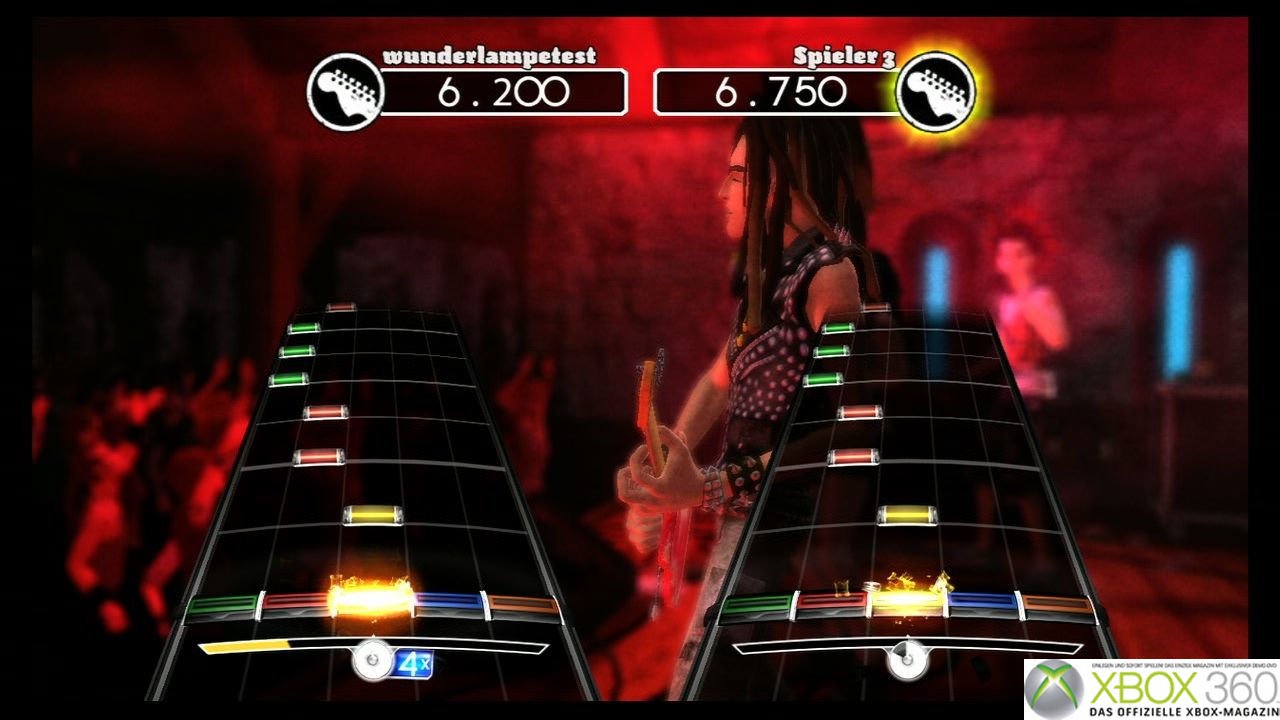[09/05/2008] OXM - Xbox 360 - Rock Band - Im Battlemodus tretet ihr unter jeweils gleichen Bedingungen gegen einen Mitspieler zum Wettkampf um Punkte an.
