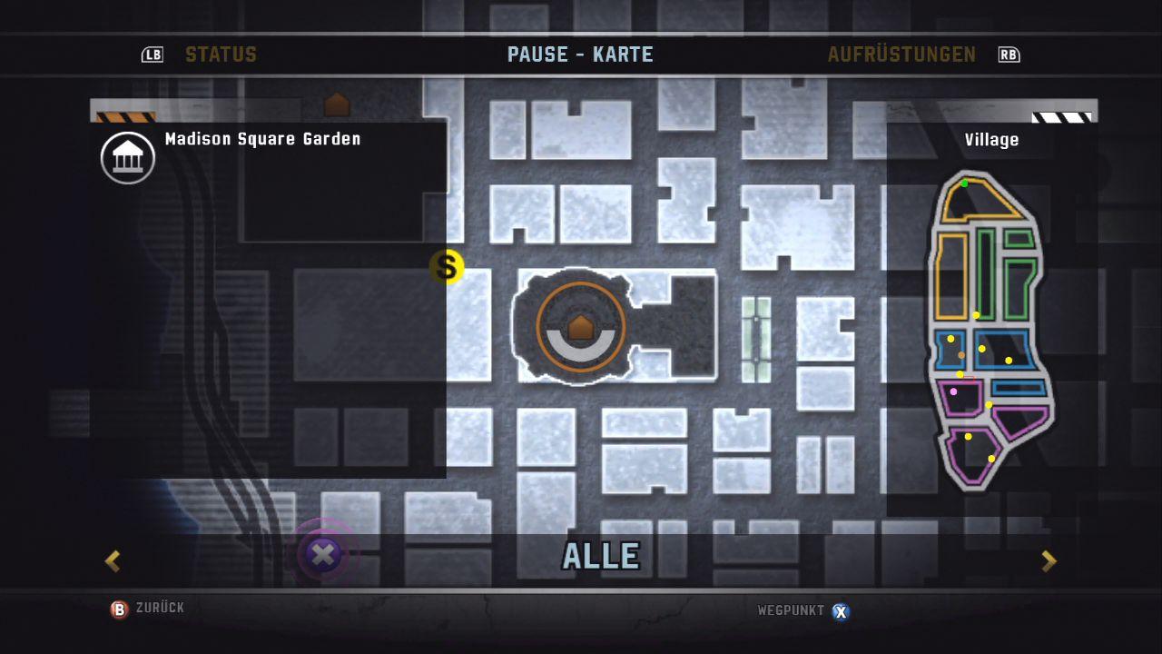 [14/07/2008] Auf der Map seht ihr Missionen, Mini-Spiele, U-Bahn-Stationen und Wahrzeichen.