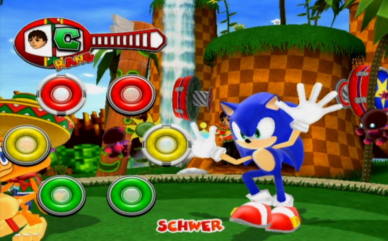 [27/10/2008] GREEN HILL ZONE Auch Segas Maskottchen Sonic lässt sich nicht lumpen und tanzt zum Gerassel ab - und das nichtmal zu schnell! (BILD:N-ZONE)