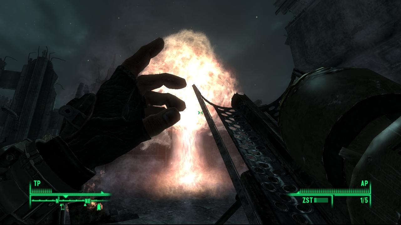 [05/11/2008] Verpufft: Die Atomexplosion sieht auf diesem Screenshot beeindruckend aus. Im Spiel wummst es dann aber doch nicht so extrem. (BILD: Bethesda)