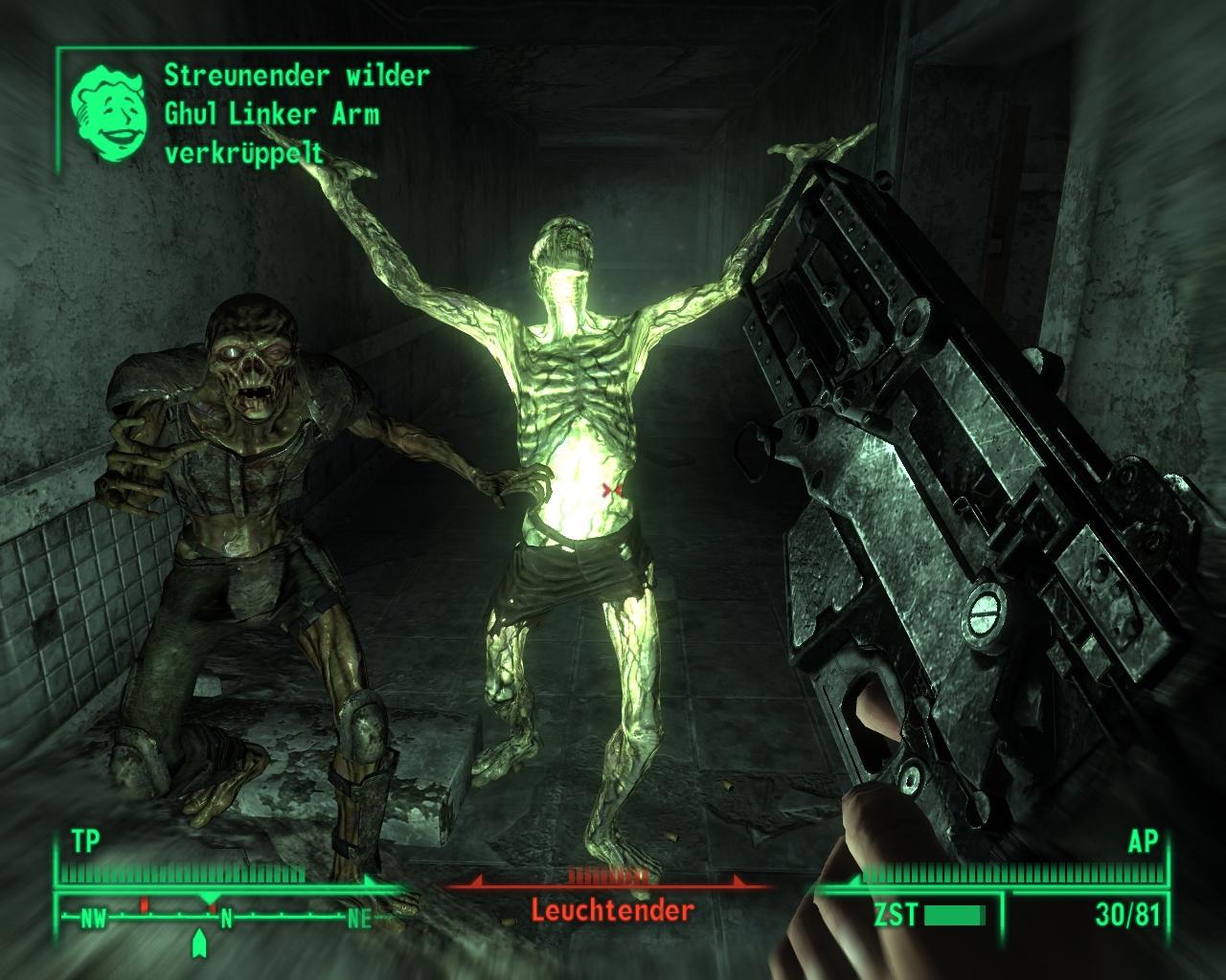 [11/11/2008] Ghul - Fallout 3 - Besonders gefährlich sind sie nicht, dafür sorgen sie für Gänsehaut, sobald sie in den finsteren Ubahn-Tunneln mit einem widerwärtigen Zisch-Geräusch auf euch losstürmen.