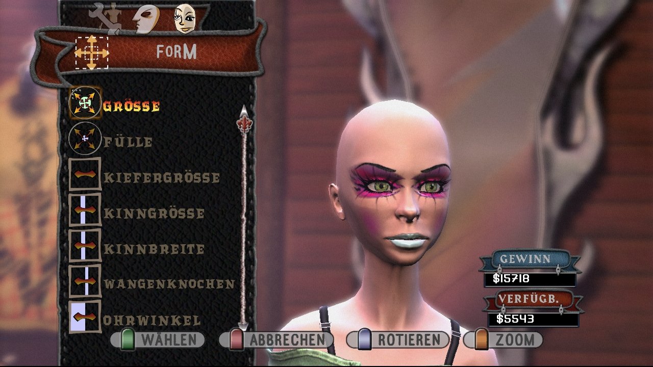 [11/11/2008] Im Rockstar-Editor könnt ihr euren eigenen Star erstellen und alles von der Hautfarbe, bis zur Kiefergröße einstellen.