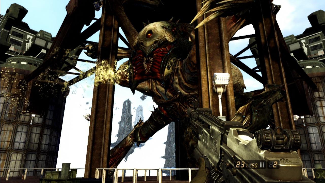 [11/12/2008] Resistance 2 (PS3) - Pfui Spinne! Zwischen- und Endgegner sind vor allem optisch extrem imposant. Spielerisch hingegen bringen sie euch nur leicht ins Schwitzen. (BILD: play³)